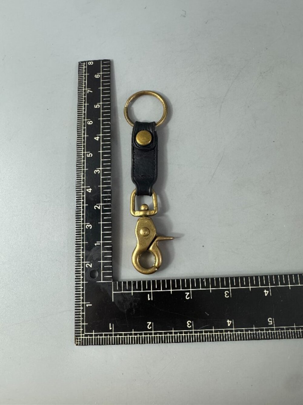 Vintage Coach #7212 Brass/Black leather Trigger Snap Valet Key Fob/Keyring